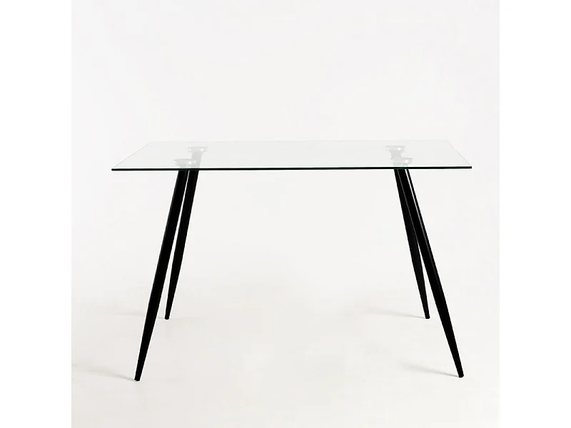 Table verre trempé et pieds métal noir Barrio 125cm