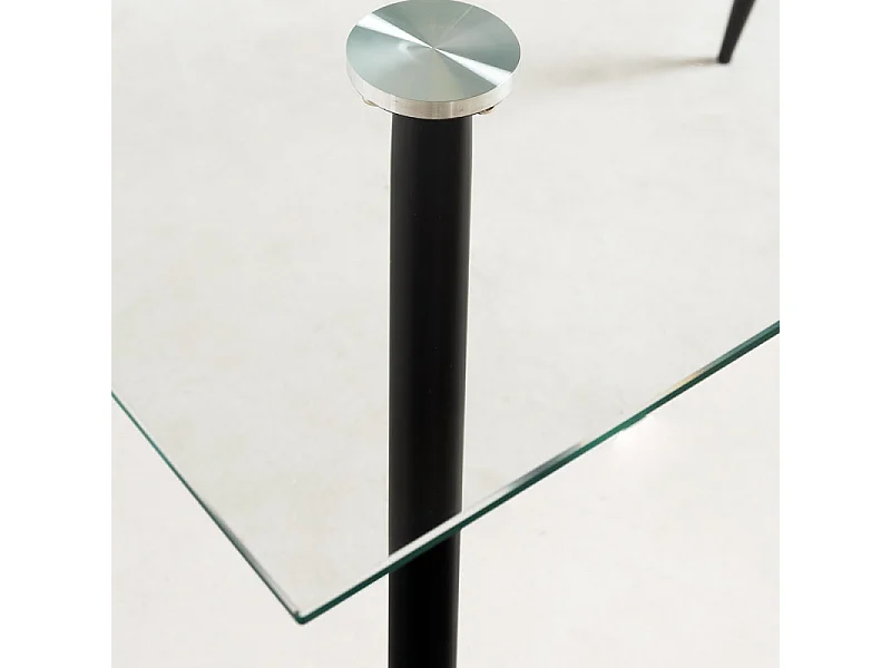 Table verre trempé et pieds métal noir Barrio 125cm