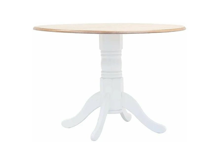 Table à manger ronde chêne clair et hévéa massif blanc Nyca