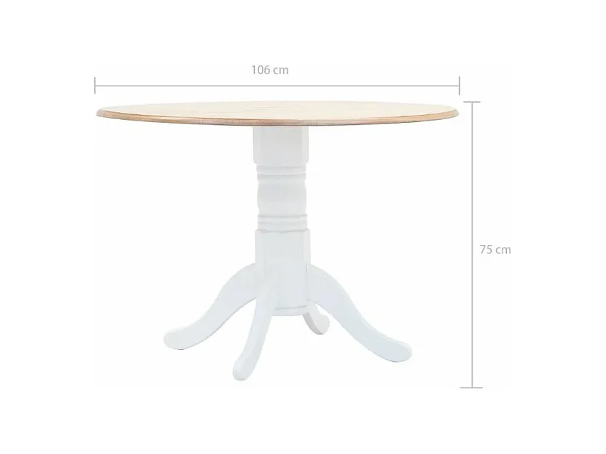 Table à manger ronde chêne clair et hévéa massif blanc Nyca