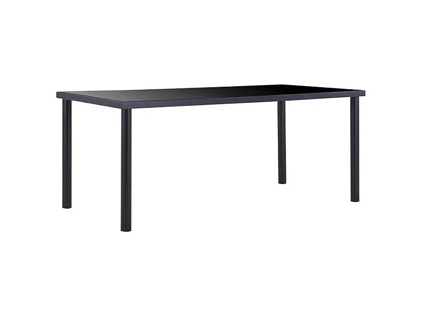 Table à manger verre trempé et pieds métal noir Orati 180cm