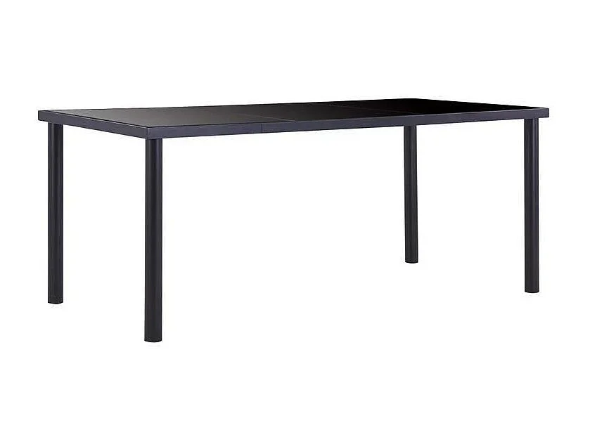 Table à manger verre trempé et pieds métal noir Orati 180cm