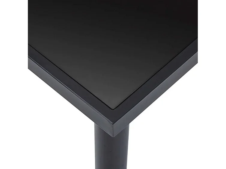 Table à manger verre trempé et pieds métal noir Orati 180cm