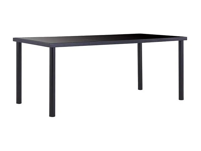 Table à manger verre trempé et pieds métal noir Orati 180cm