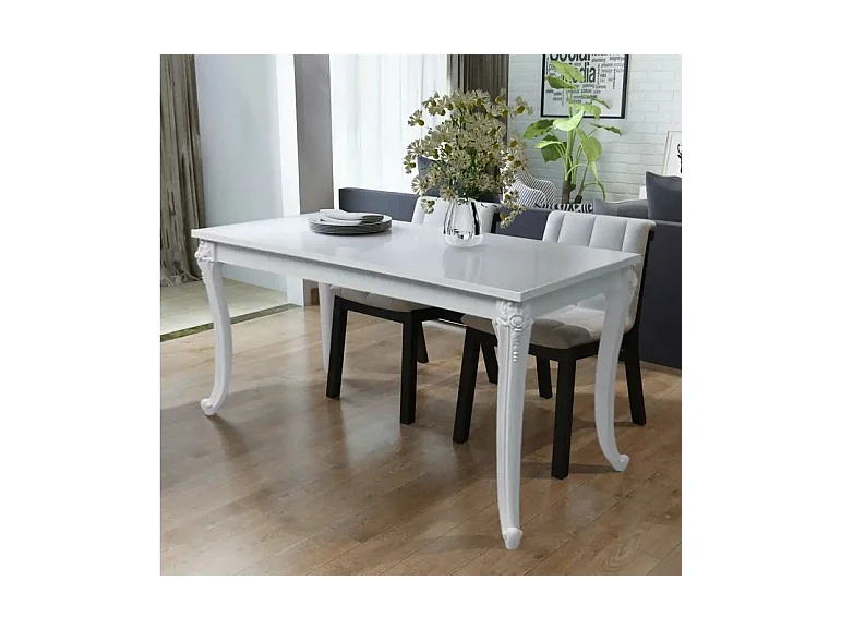 Table bois et pieds plastique blanc Pomme 116cm