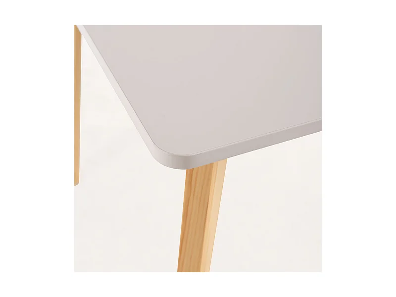 Table de cuisine scandinave blanc brillant et pieds bois clair Epuria 120cm