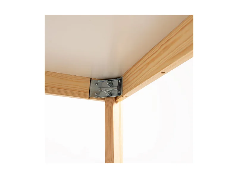 Table de cuisine scandinave blanc brillant et pieds bois clair Epuria 120cm