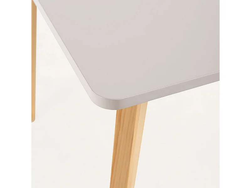 Table de cuisine scandinave blanc brillant et pieds bois clair Epuria 120cm