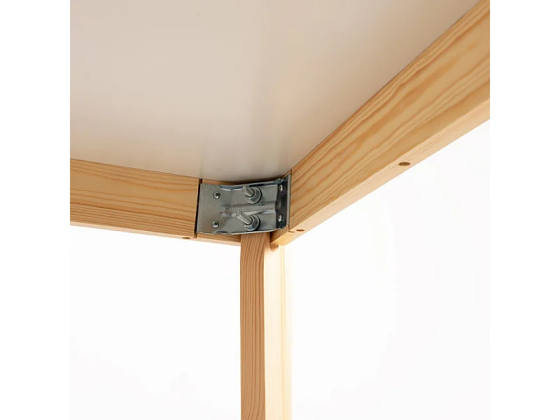 Table de cuisine scandinave blanc brillant et pieds bois clair Epuria 120cm