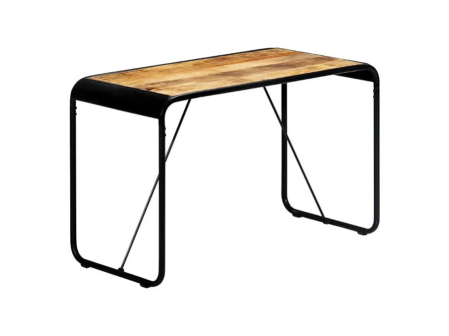 Table à manger rectangulaire manguier massif clair et métal noir Illico 118cm