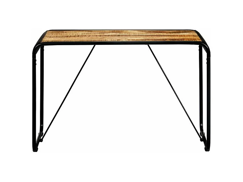 Table à manger rectangulaire manguier massif clair et métal noir Illico 118cm