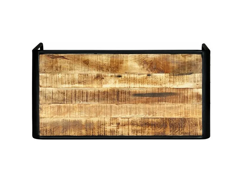 Table à manger rectangulaire manguier massif clair et métal noir Illico 118cm