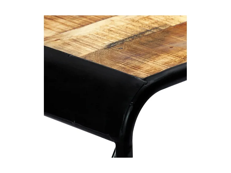 Table à manger rectangulaire manguier massif clair et métal noir Illico 118cm