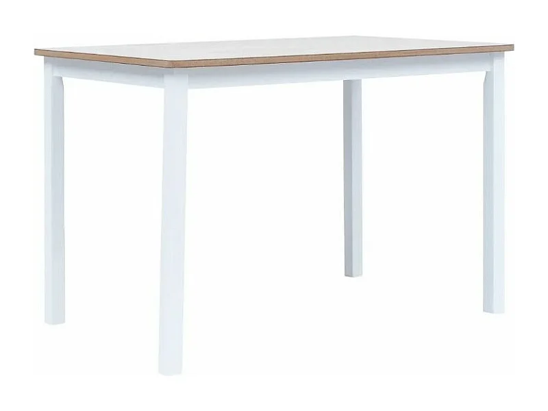 Table à manger rectangulaire hévéa clair et blanc Nyca