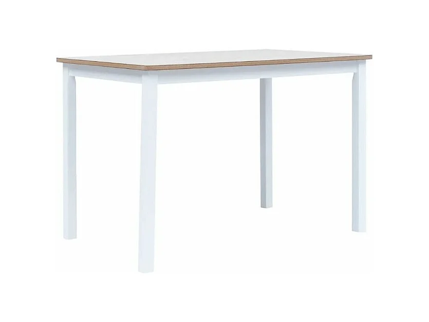 Table à manger rectangulaire hévéa clair et blanc Nyca