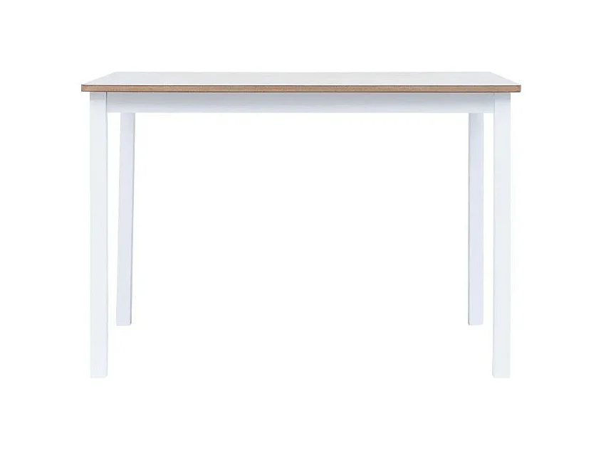 Table à manger rectangulaire hévéa clair et blanc Nyca