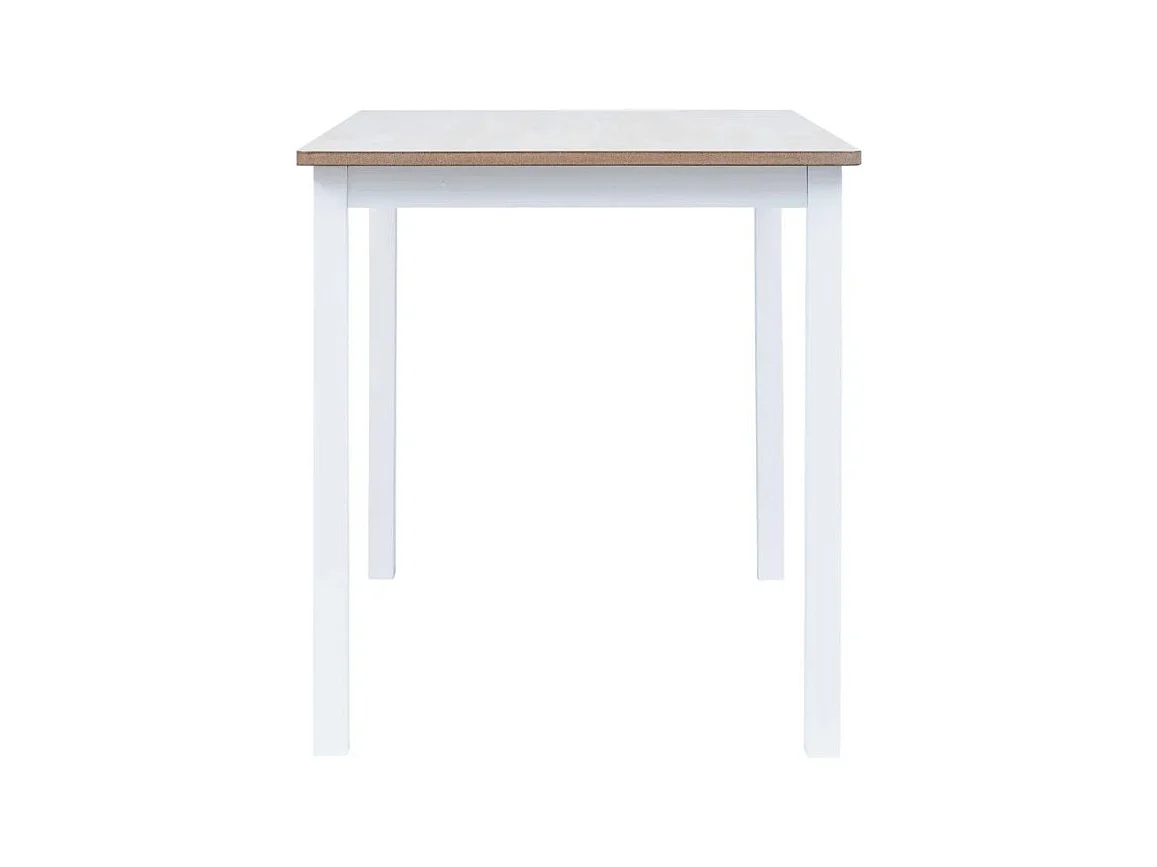 Table à manger rectangulaire hévéa clair et blanc Nyca