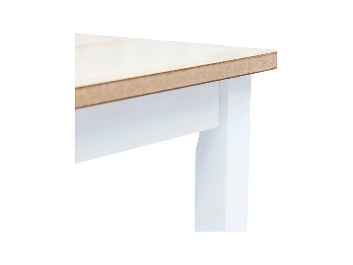 Table à manger rectangulaire hévéa clair et blanc Nyca