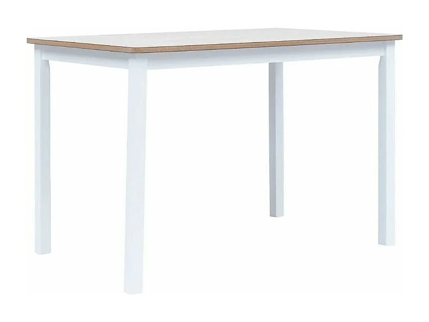 Table à manger rectangulaire hévéa clair et blanc Nyca