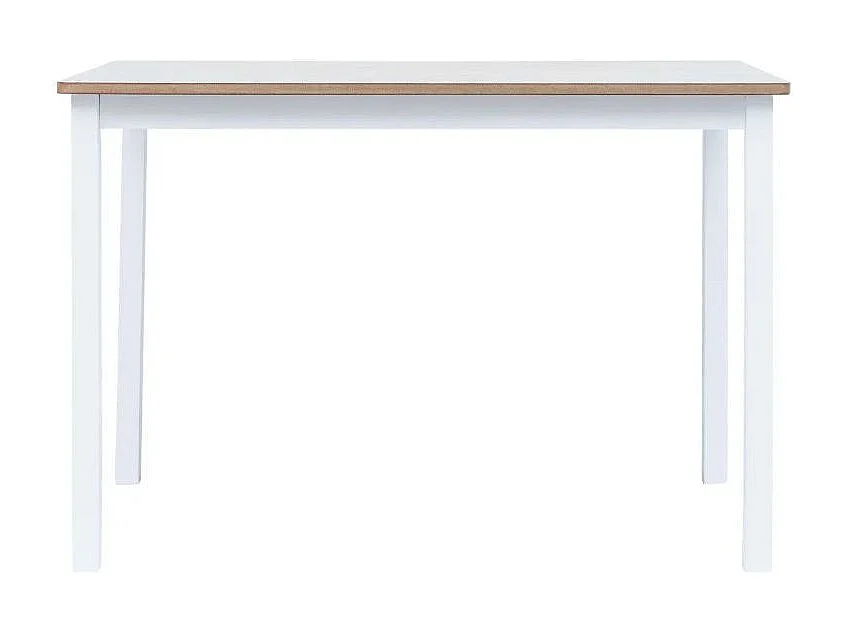 Table à manger rectangulaire hévéa clair et blanc Nyca