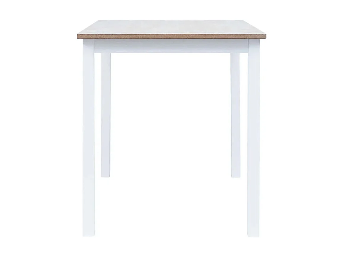 Table à manger rectangulaire hévéa clair et blanc Nyca