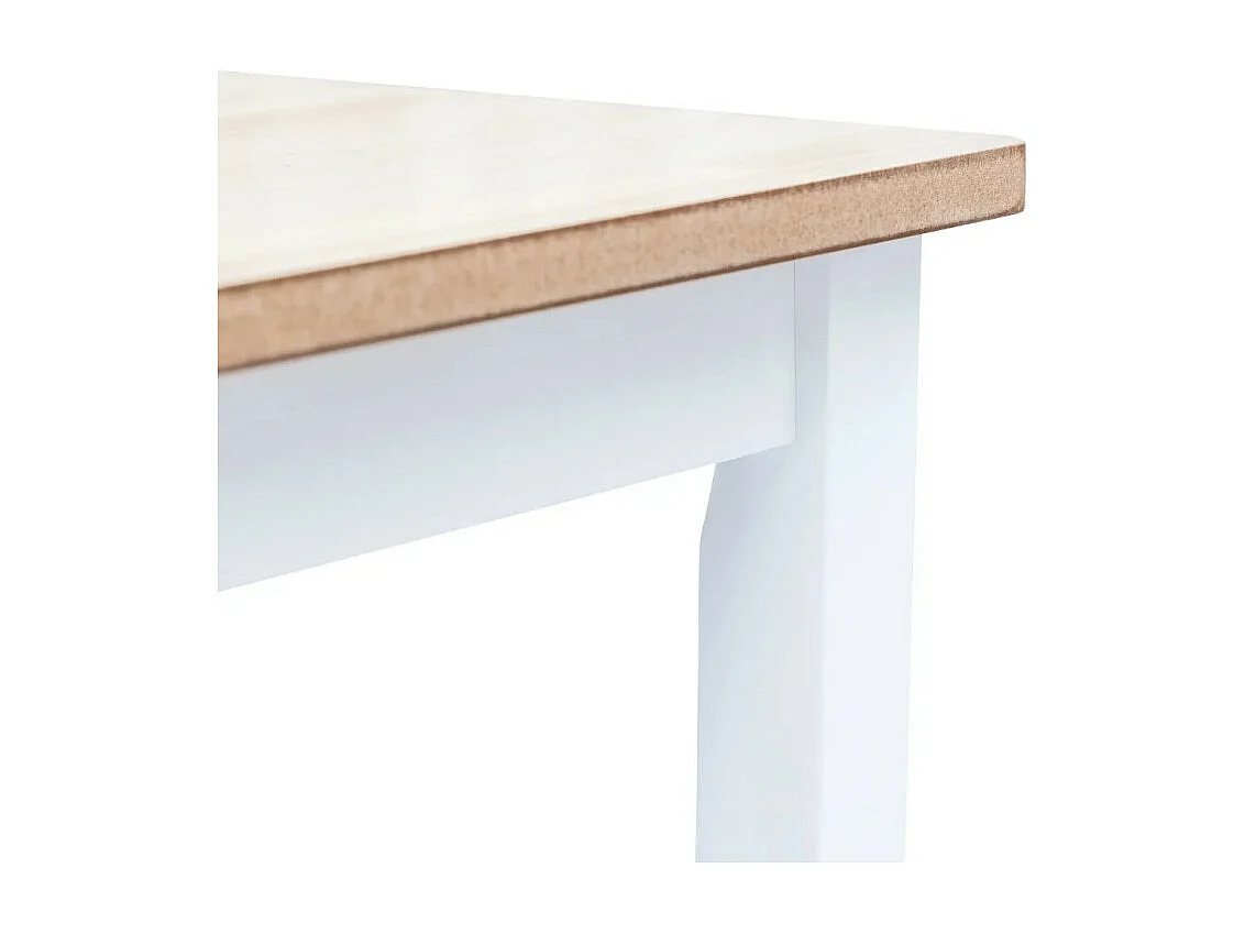 Table à manger rectangulaire hévéa clair et blanc Nyca