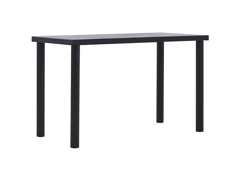 Table à manger bois gris béton et pieds métal noir Sirra 120cm