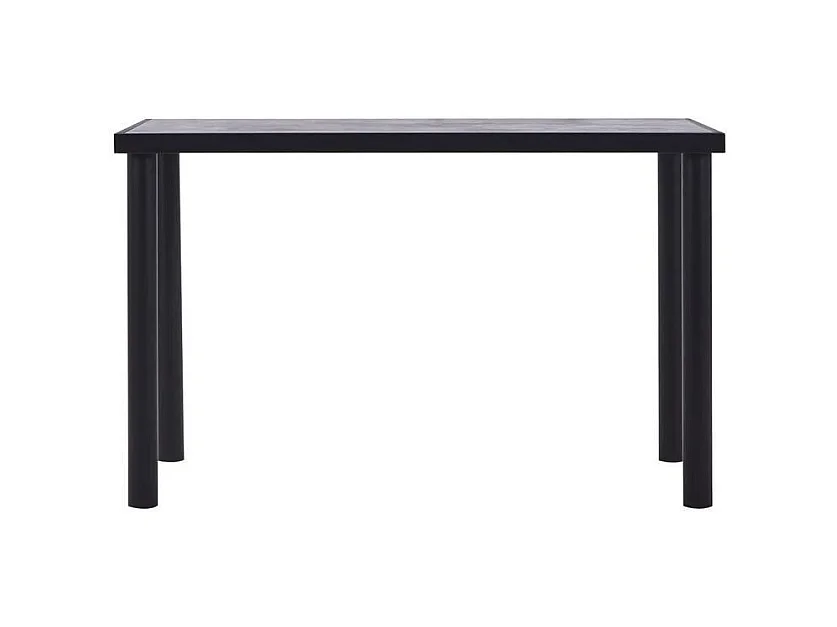 Table à manger bois gris béton et pieds métal noir Sirra 120cm