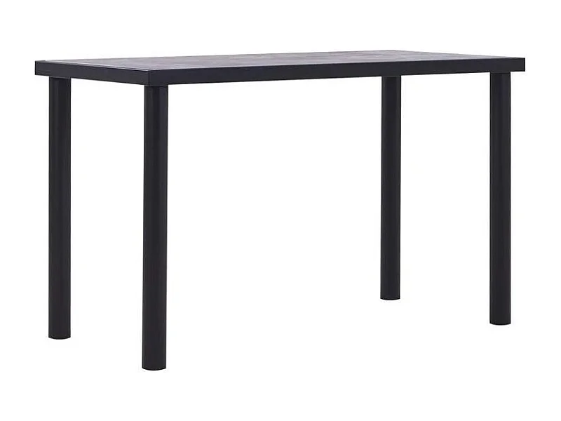 Table à manger bois gris béton et pieds métal noir Sirra 120cm