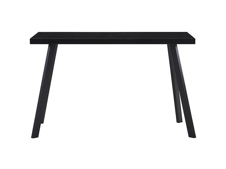 Table rectangulaire verre trempé noir et pieds métal Ragya 120cm