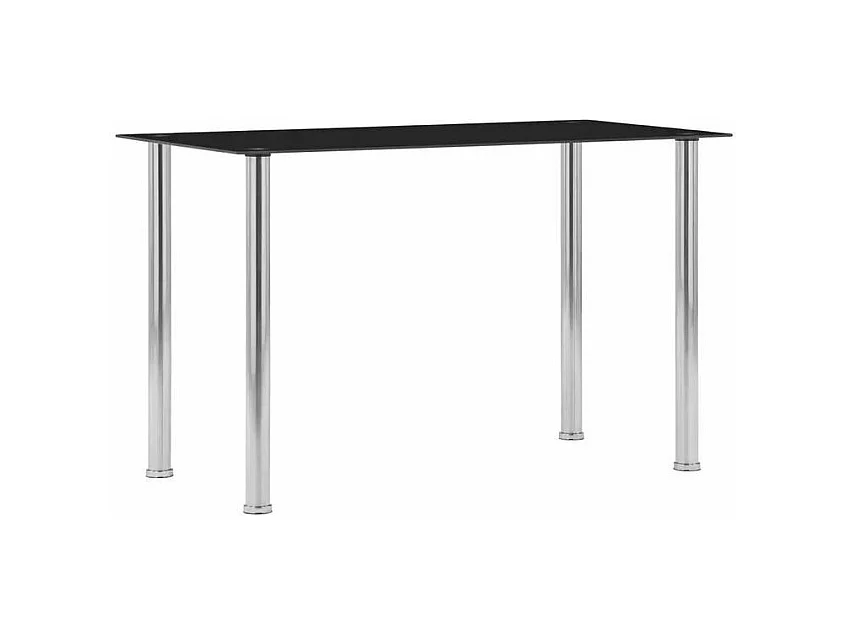 Table à manger verre noir et pieds métal argenté Ronjo 120cm