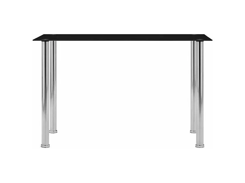 Table à manger verre noir et pieds métal argenté Ronjo 120cm