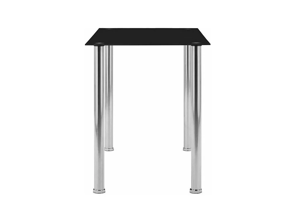 Table à manger verre noir et pieds métal argenté Ronjo 120cm