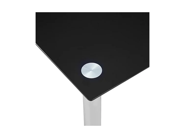 Table à manger verre noir et pieds métal argenté Ronjo 120cm