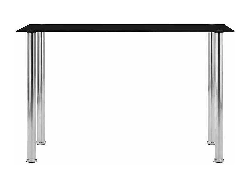 Table à manger verre noir et pieds métal argenté Ronjo 120cm