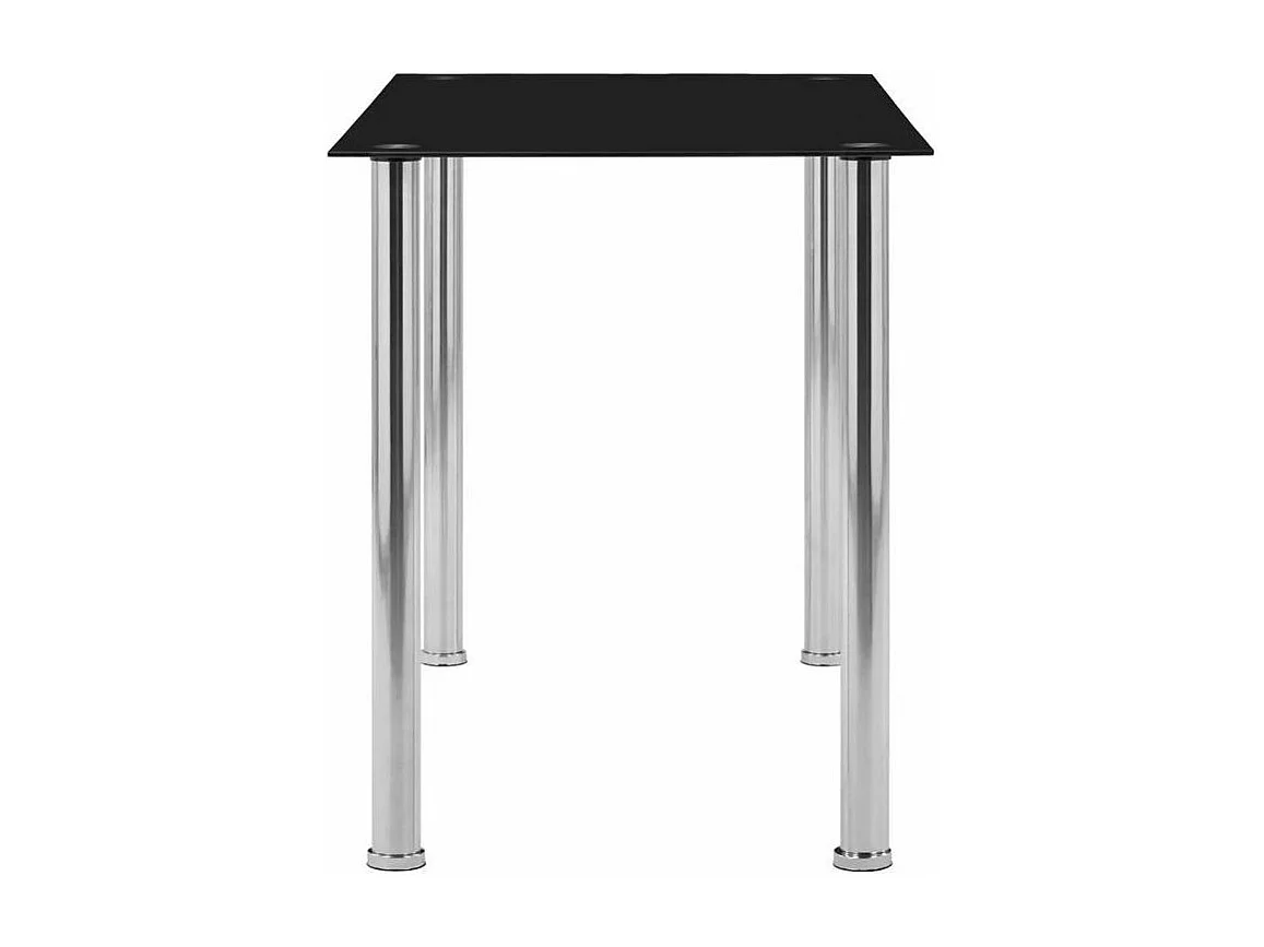Table à manger verre noir et pieds métal argenté Ronjo 120cm