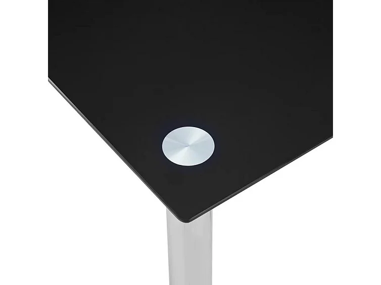 Table à manger verre noir et pieds métal argenté Ronjo 120cm