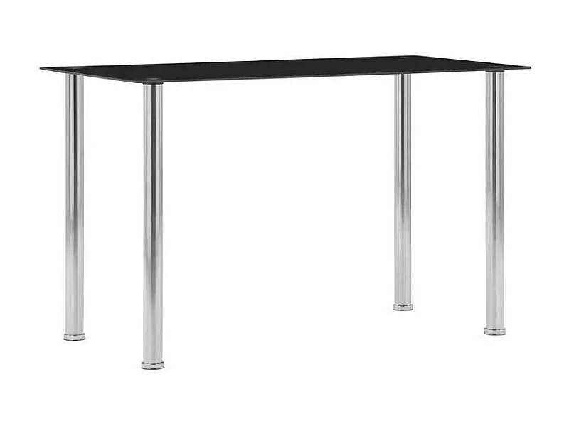 Table à manger verre noir et pieds métal argenté Ronjo 120cm