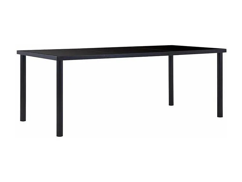 Table à manger verre trempé et pieds métal noir Orati 200cm