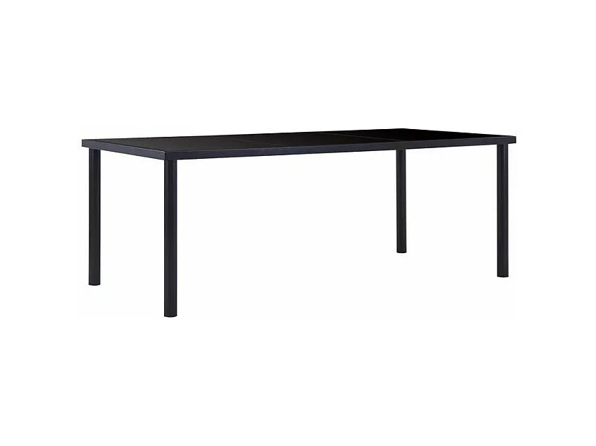 Table à manger verre trempé et pieds métal noir Orati 200cm