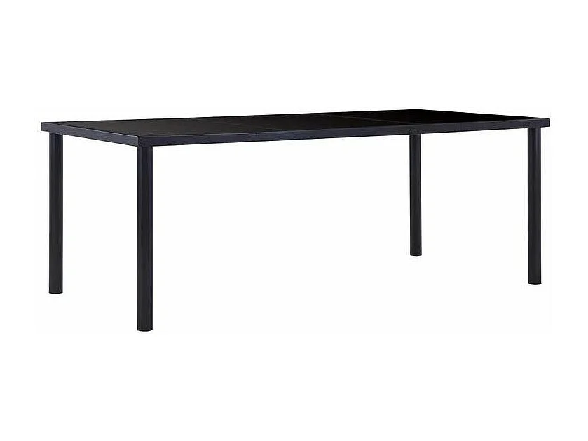 Table à manger verre trempé et pieds métal noir Orati 200cm