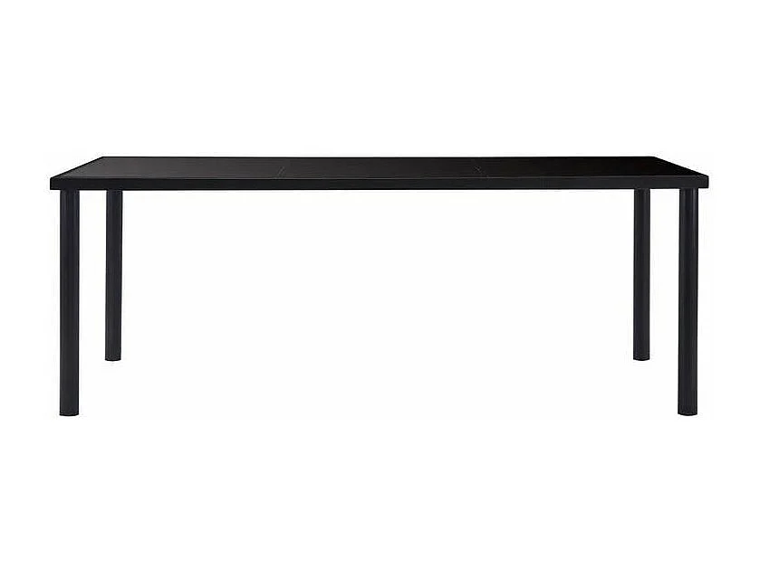 Table à manger verre trempé et pieds métal noir Orati 200cm