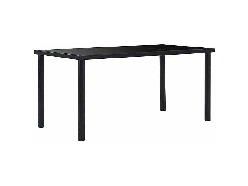 Table à manger verre trempé et pieds métal noir Orati 160cm