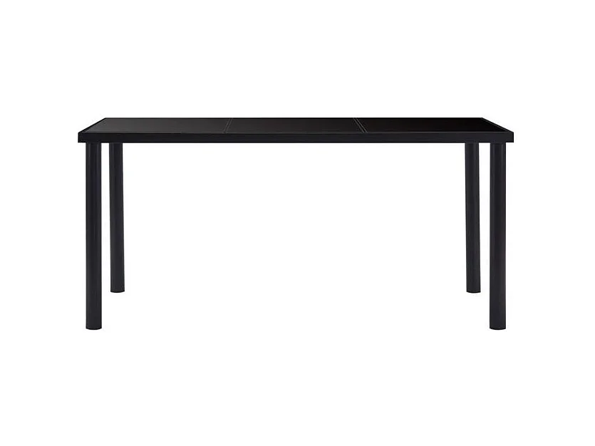 Table à manger verre trempé et pieds métal noir Orati 160cm