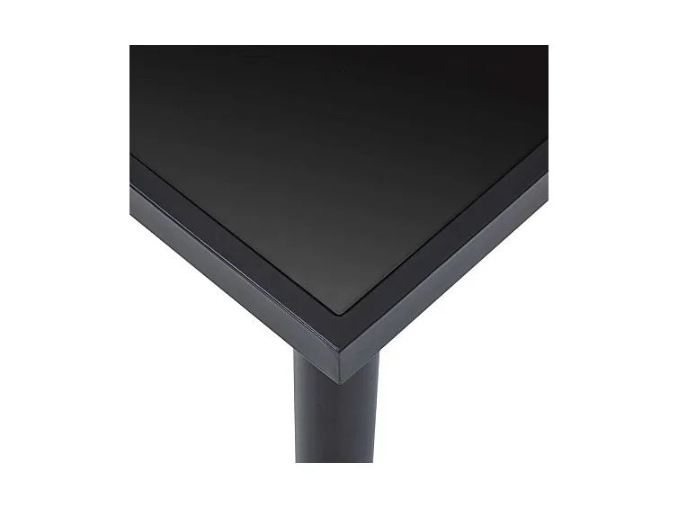 Table à manger verre trempé et pieds métal noir Orati 160cm
