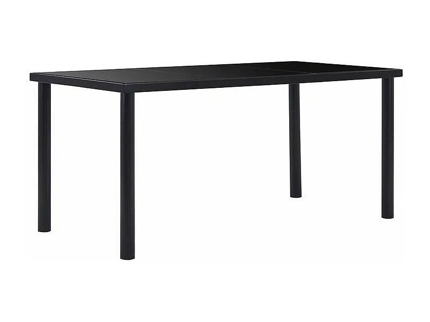 Table à manger verre trempé et pieds métal noir Orati 160cm