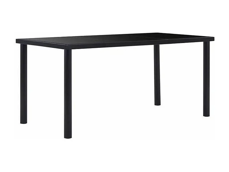 Table à manger verre trempé et pieds métal noir Orati 160cm