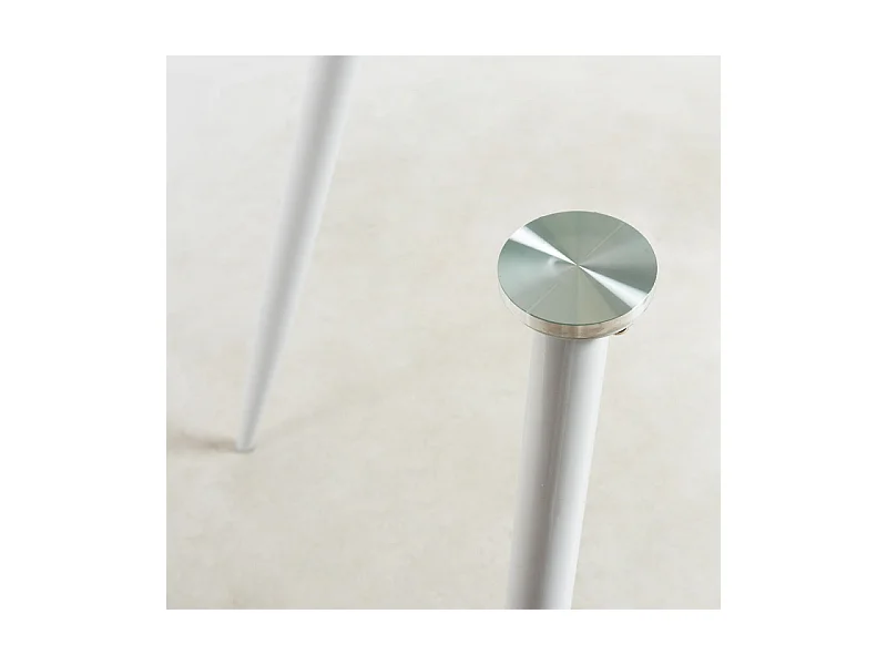 Table verre trempé et pieds métal blanc Barrio 125cm