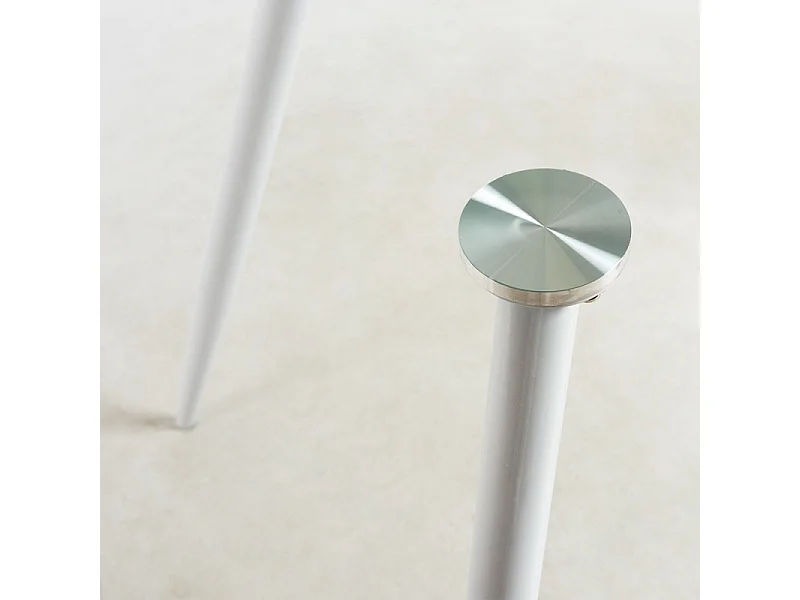 Table verre trempé et pieds métal blanc Barrio 125cm