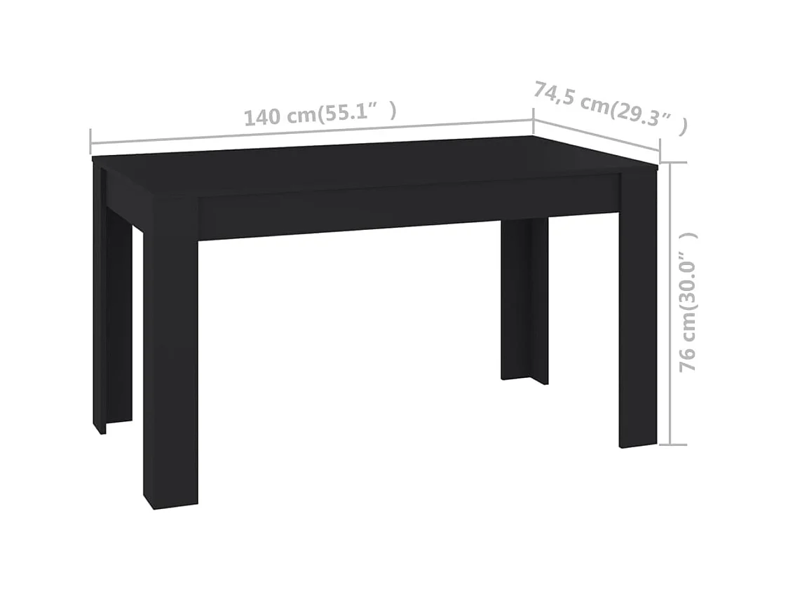 Table de salle à manger Noir 140x74,5x76